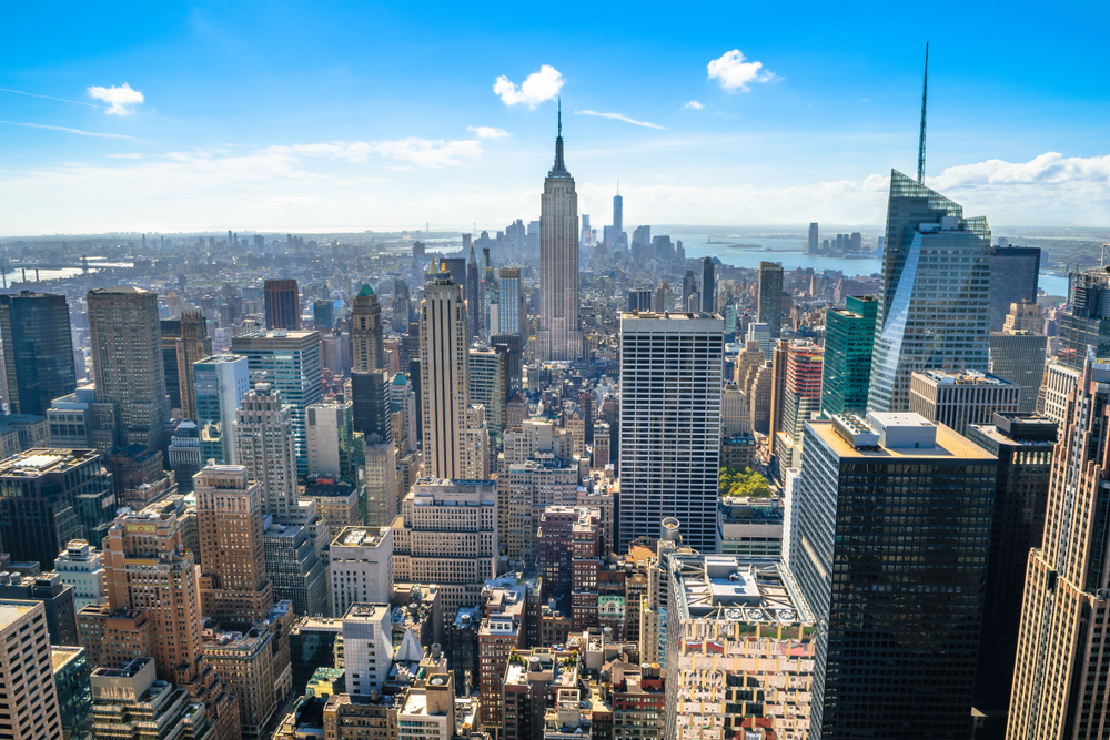 Empire State Building i Midtown Manhattan z tarasu Top of the Rock
